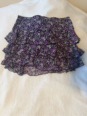 Xhilaration Purple Floral Tiered Ruffle Mini Skirt